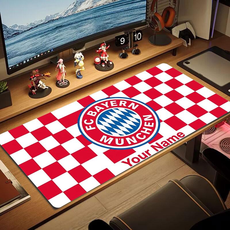 FC Bayern Munchen Custom Name Large Size Mouse Pad Large Gaming Table Cushion Non-slip Laptop Tablet Big Mousepad XXL Mat Mini PC Playmat With Lock ed