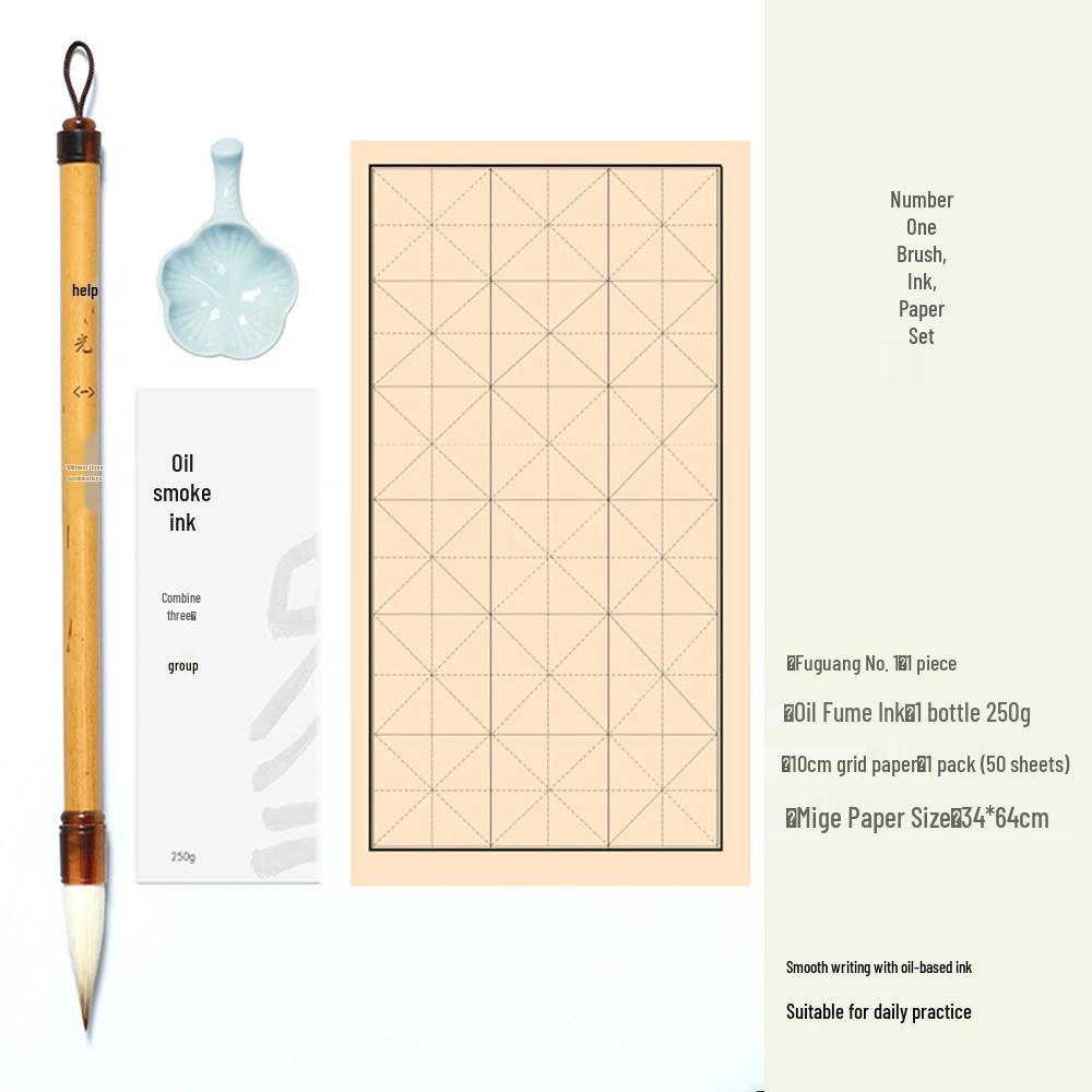 He San She Fuguang Mixed Hair Calligraphy Brush for Beginners - Soft Bristle, Regular Script
