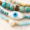 Go2boho Beaded Bracelet Set Turquoise Glass Natural Stone Ball Beads Evil Eye Bohemian Gift Jewelry for Women