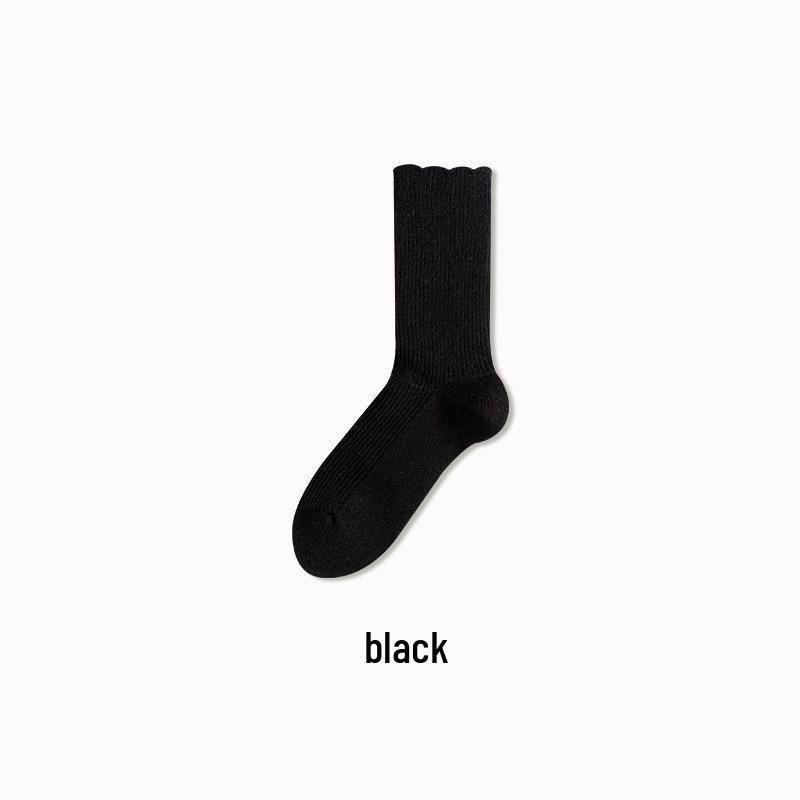 Damen Mid-Tube Spitzensocken - Warme Winter-Frotteesocken für trendige Studentinnen & Umstandsmode