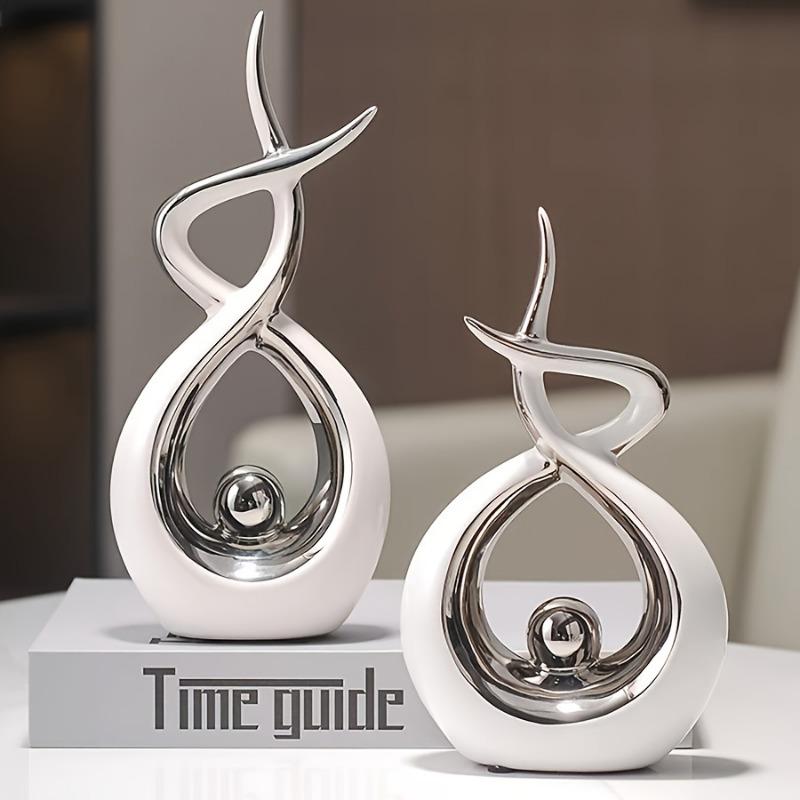2pcs Set a Pair of Home Decoration Pieces Elegant Decorative Bottles Resin Process Abstract Geometric Design Suitable for Living Room Porch