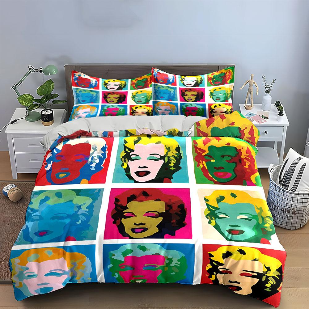 Pop Art Colorful Portrait Set Bedding Duvet Cover Set Duvet Cover Pillowcases  (1*Duvet Cover 2*Pillowcases, Without Duvet Insert)