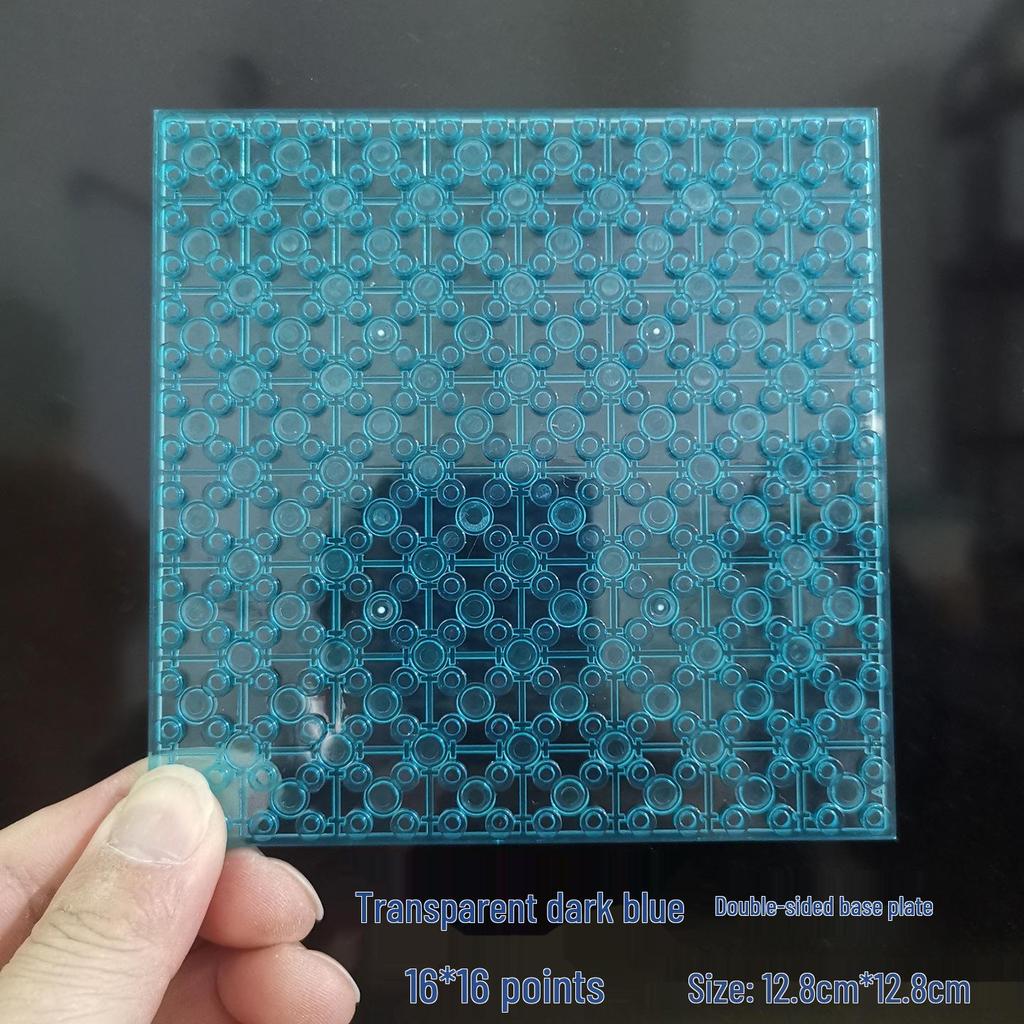 Double-Sided 16x16 Transparent Stud Baseplate for MOC Building Block Scene