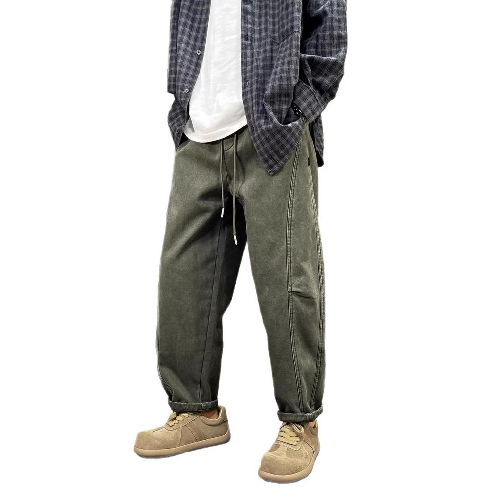 Autumn and Winter Velvet Casual Pants Youth Heavy Sweatpants Boys Loose Casual Sweatpants Spliced Overalls