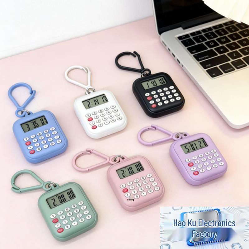 Student Mini Calculator Watch Pendant - Electronic Time Telling Clock Keychain