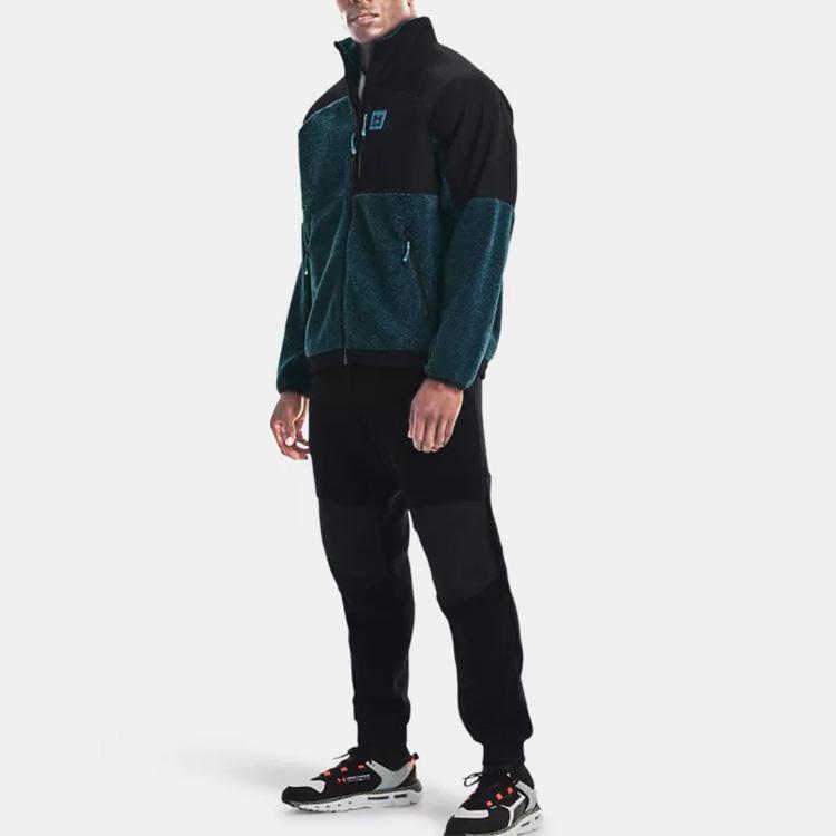 Under Armour Logo Casual Pattern Vintage Sports Stand Collar Loose Zipper Long Sleeve Jacket Men Jacket Black 1366091-413