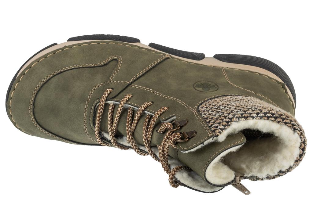 Rieker Booties, Womens green Lace-up shoes