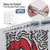 Pop Art Red Lips Shower Curtain, Retro 80S 90S Memphis Style Black & White Squiggle Pattern, Sexy Bathroom Decor Accessory