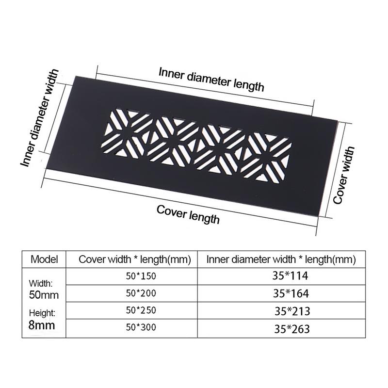 Aluminum Alloy Vents Cover Rectangle 50 Wide Air Vent Decor Louver Breathable Mesh Ventilator Grille Cover