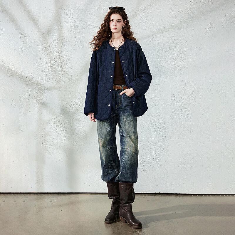 CHUYU Women's Faux Denim Goose Down Padded Jacket