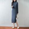 2025 Autumn/Winter Women's Wool Sweater Dress: Half-High Collar, Long Sleeve, Solid Color, Loose Fit