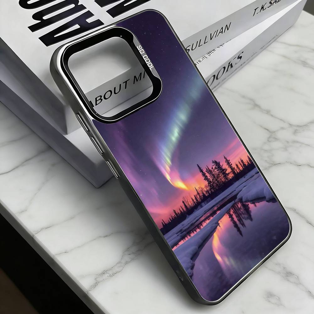 Northern Lights Phone Case For iPhone 17,16,15,14,13,12,11 Plus,Pro Max,XS,Colorful Silver Phone case Funda Cover