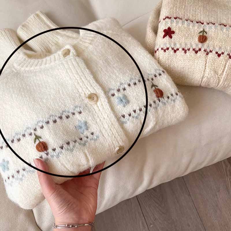 

Художественный свитер-пальто с цветочной вышивкой и круглым вырезом для женщин, весенне-осенний дизайн, однобортный вязаный кардиган One Size