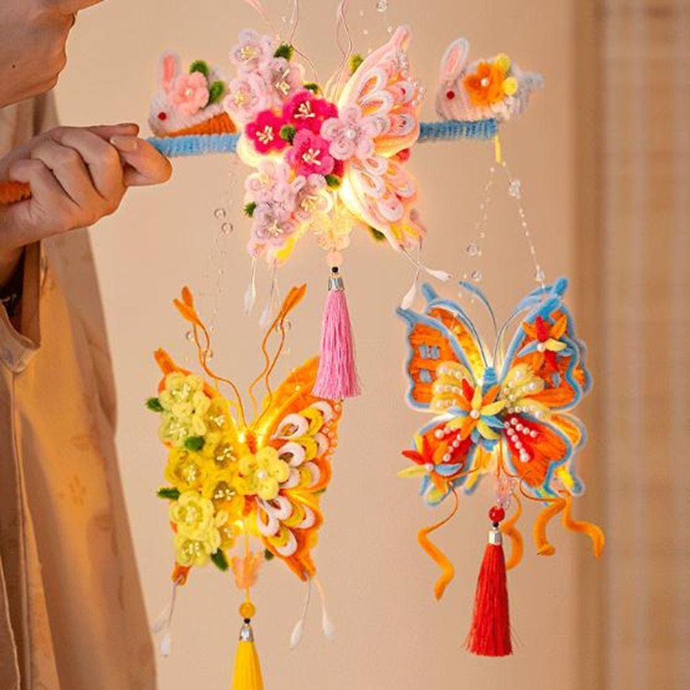 DIY Material Kit Twisted Stick Butterfly Lantern Handmade Butterfly Flower Lantern Hanfu Props