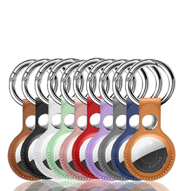 Apple AirTag Pet Tracker Protective Case with PU Leather and Finger Ring Buckle for Elderly - Anti-Lost Device