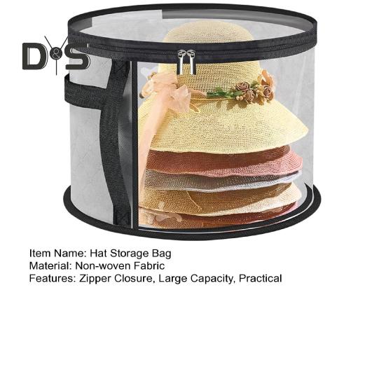 Nadměrná průhledná taška na klobouky s uchem, zapínáním na zip, průhledným designem, skládací organizér na kovbojské klobouky, pouzdro na klobouky se širokým okrajem