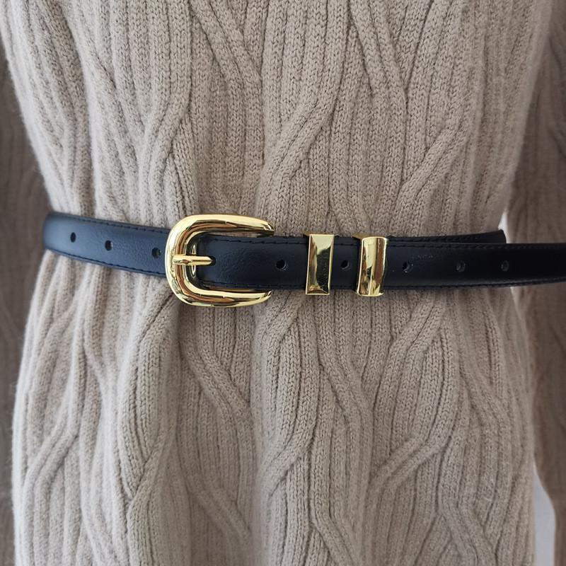 Leather Womens Belt With Alloy Buckle For Casual Vintage Style