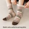Winter and Autumn Vintage Thick and Warm Wool Socks for Children, Featuring Fel Island Wave and Diamond Pattern in Ethnic Style, Mid-calf Length Socks