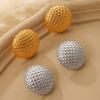 Elegant Retro Plaid Titanium Steel Earrings for Women - European American Design, Exaggerated Simple Studs