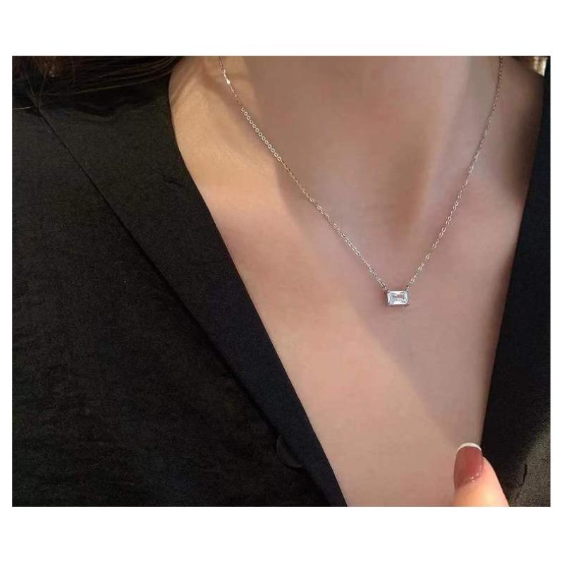 

Ожерелье из стерлингового серебра 925 пробы с бриллиантами, женское ожерелье особого дизайна, легкая роскошная высококачественная простая цепочка на ключицы, антиаллергенная 925