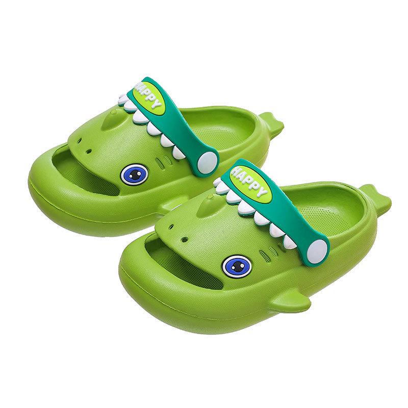 Shark EVA Perforated Summer Sandals for Kids - Non-slip Cartoon Indoor Slippers for Boys and Girls.