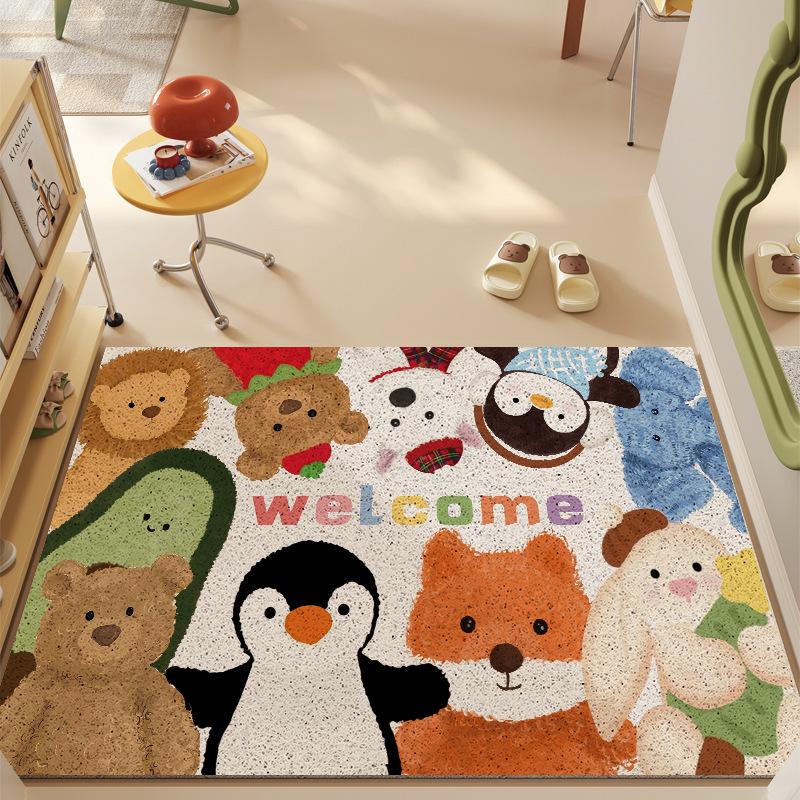 Cute Animal Party Entrance Door Floor Mat Entrance Entrance Entrance Door Scraping Mud Rubbing Soil Silk Circle Floor Mat Household Dirt-Resistant