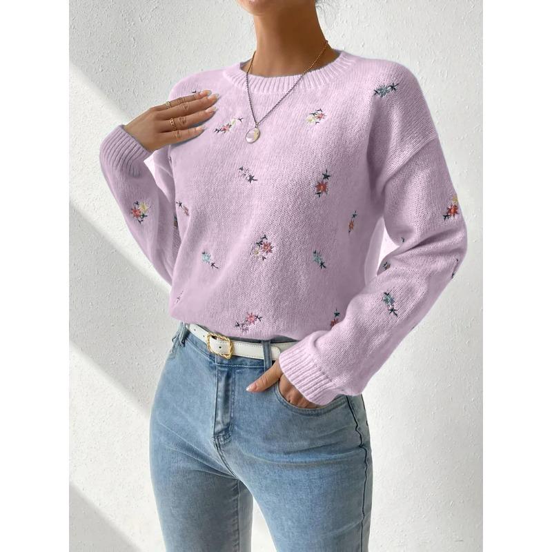 Korean Style Gentle Knitted Sweater Loose Fit Round Neck Pullover Women S Top
