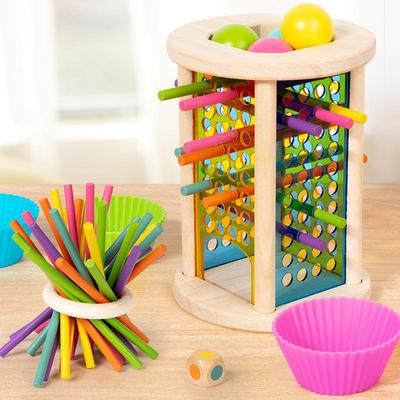 Montessori Parent-Child Interactive Wooden Dice and Stick Game for Early Education