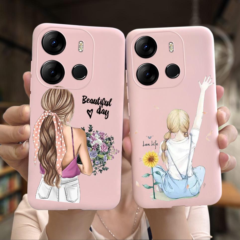 Phone Case for Infinix Smart 7 Plus Case X6517 Bumper Flower Girly Soft Silicone Cover for Infinix Smart 7 X6517 Funda Smart 7+