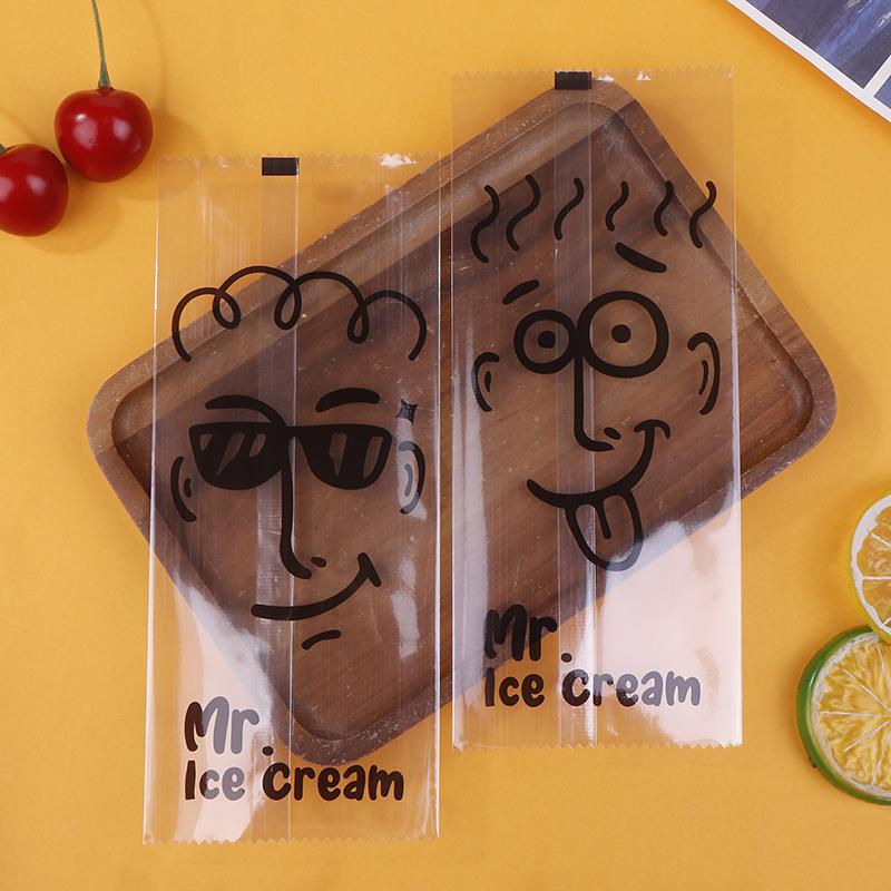 100Pcs/Pack Transparent Cartoon Ice Cream Machine-Sealed Bag Homemade Popsicle Plastic Bag Handmade Ice Cream Packing Bags