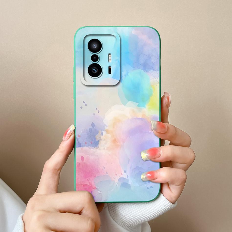 For Xiaom 11T Pro Phone Case Cute Cat Covers Soft Liquid Silicone Funda For Mi 11 T Pro Full Protection Anti Drop Back Cover