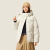 Li Ning Sports Lifestyle Series Solid Color Zipper Hooded Versatile Casual Down Jacket Women Outerwear Off-White AYMV386-6