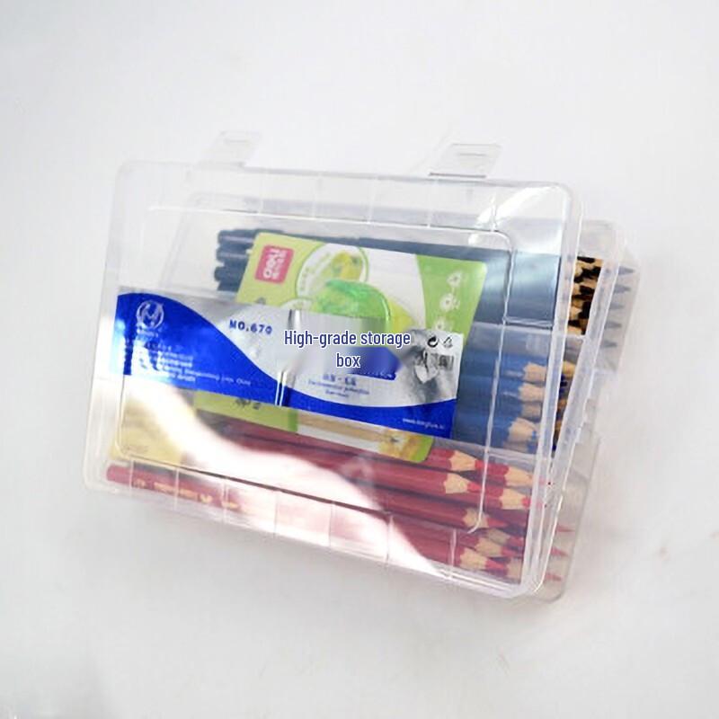 Transparent 3-Compartment Pencil Case Set