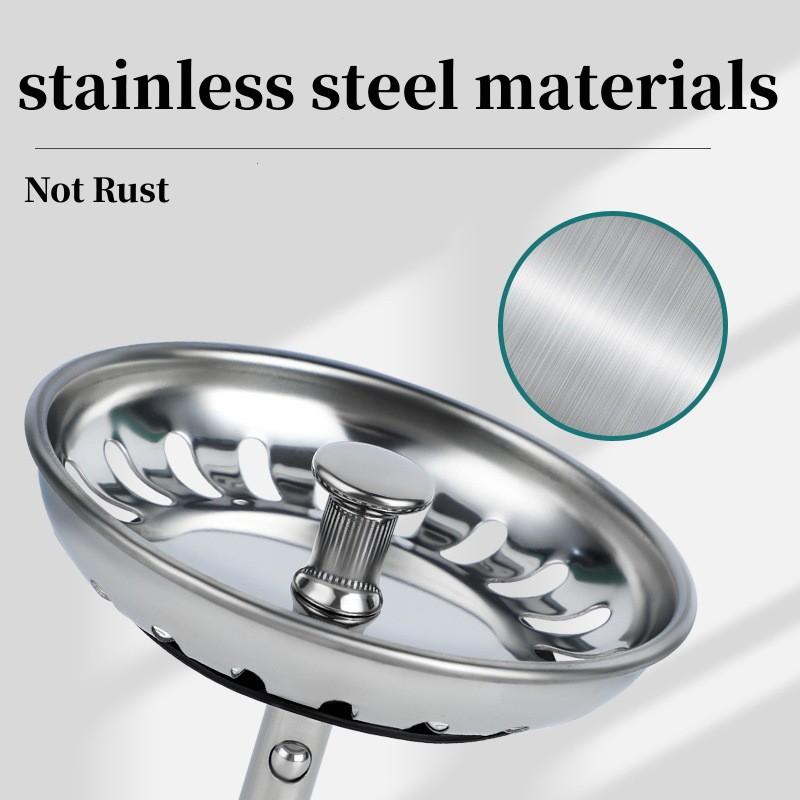 1 PCS Waste Plug Premium Kitchen Sink Strainer Replacement Basin Drain Filter Stainless Steel 80mm Sizes Fixing Pin
