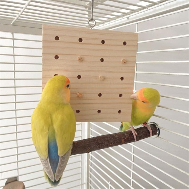 Bird Cage Toy Birdcage Hanging Molar Toy Wood Block Cage Rope Grinding Toy Climbing Swing Toy for Lovebirds Cockatoos