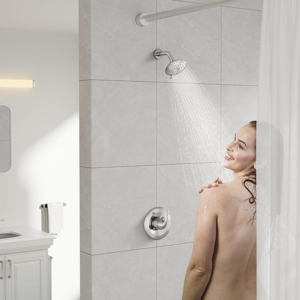 Replacement for D Faucet 13 Series Single-Function Shower Valve Trim Kit, Shower Handle, Brushed Nickel Shower Trim Kit T13020-SS (Cartridge and