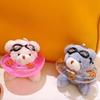 Stuffed Goggles Animal Pendant PVC Plush Bear Key Ring Creative Swimming Bear Keychain  Gift