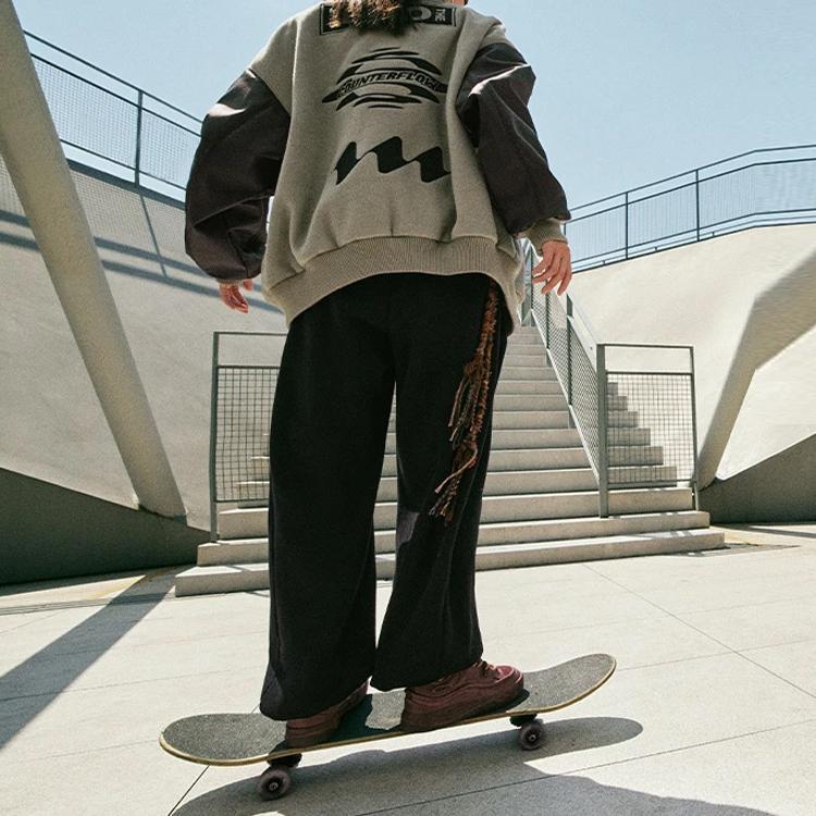 Li Ning CF Suo Solid Color Mid Waist Fleece Cuffed Knitted Sports Pants Women Pants Black AKLTB02-1