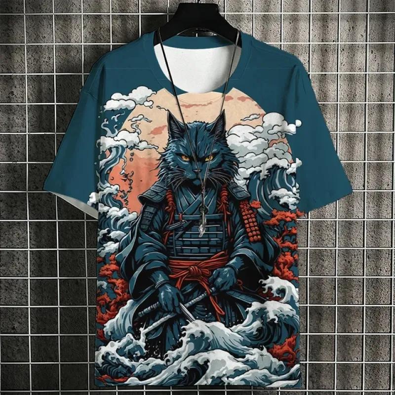 

3D Самурай Принт Мужская футболка Ретро Оверсайз Футболка с коротким рукавом Для Мужчин Уличная мода Мужская одежда Летний быстросохнущий пуловер Топ 6XL