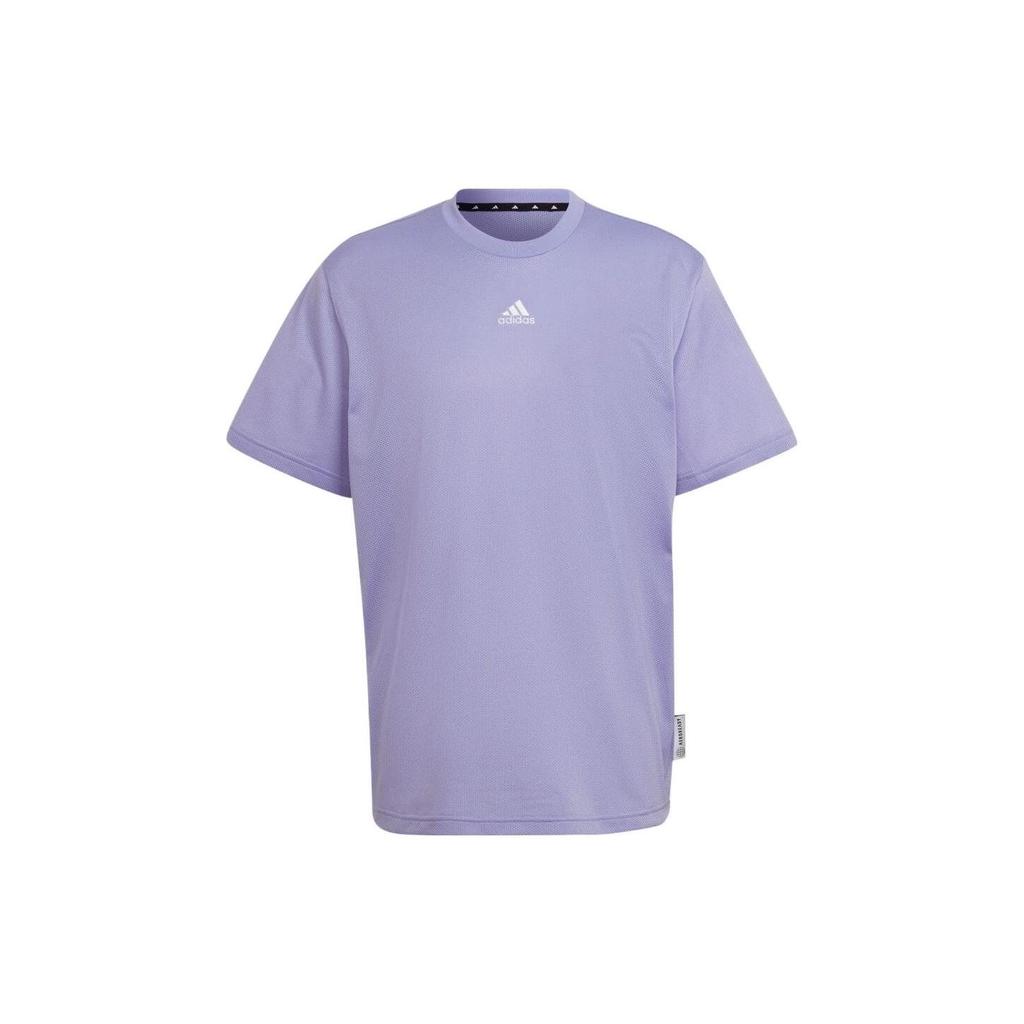Adidas T Shirts Men's Purple Crew Neck Moderate Straight Fit HB6555