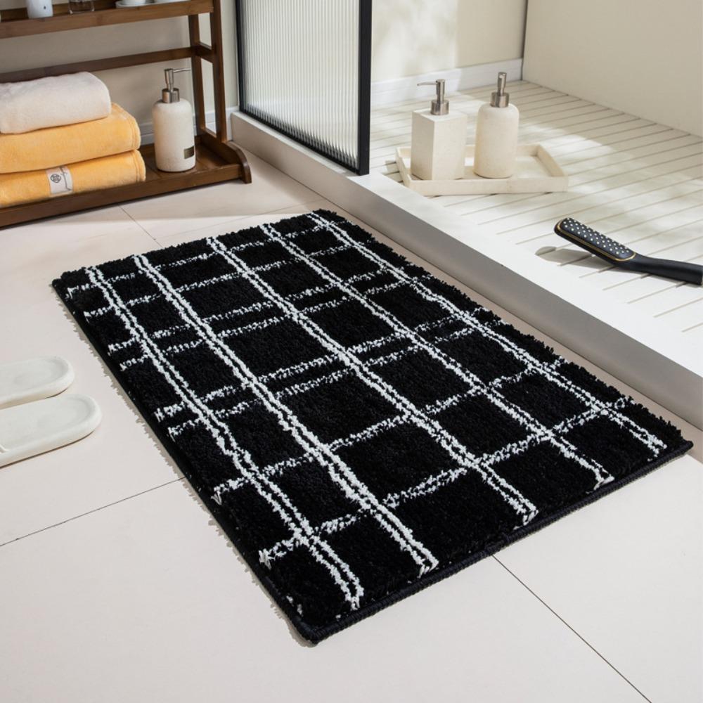 Grid Sponge Bathroom Cashmere Thickening Mat Bath Non-slip Carpets In Wash Basin Bathtub  Floor Rug Shower Room Doormat Memory Foam 3D Pad