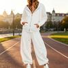 Completo da Donna a 2 Pezzi con Felpa con Zip e Pantaloni Larghi, Tuta Casual Larga per l'Autunno