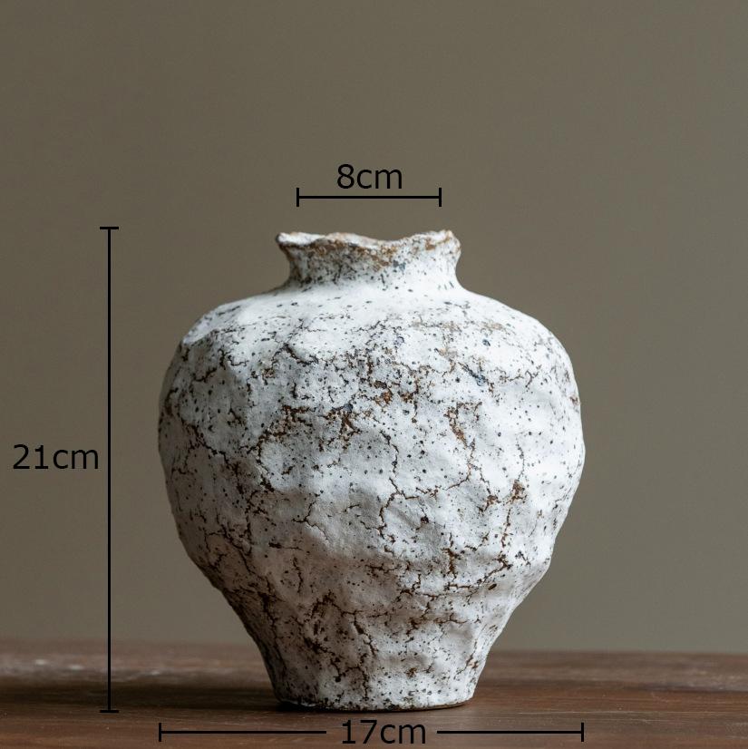 Mottled Coarse Ceramic Vase Vintage Handicrafts Plant Pot Table Decoration Flowers Arrangement Floral Vases Room Aesthetic Decor