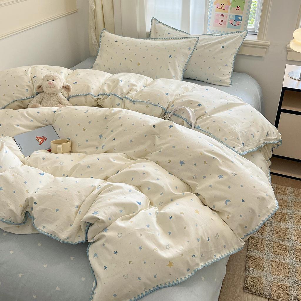 Fresh Spring/Autumn Cotton Girlish Bedding: 3-Piece Duvet Cover and Sheet Set, All-Season Comfort