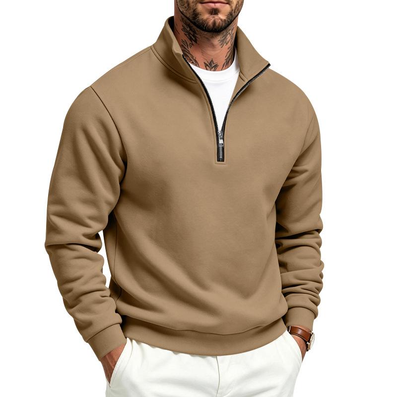 Men's Fleece Half Zip Sweatshirt Stand Collar Relaxed Fit Outdoor Casual Pullover