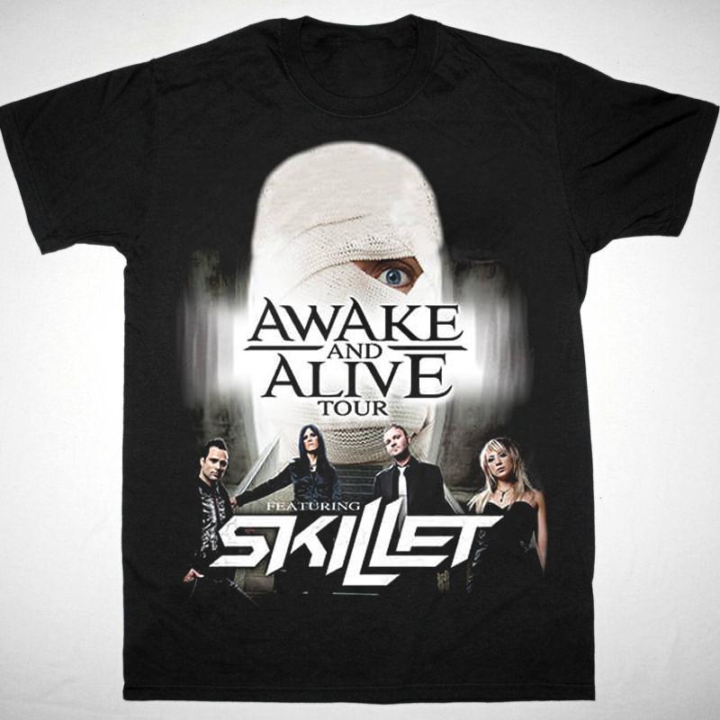 Skillet Awake and Alive Tour Shirt Short Sleeve Black Unisex S-5XL 1V0594 Unisex T-Shirt S