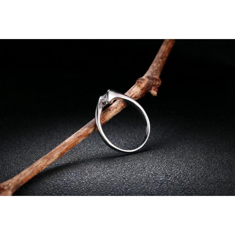 Šperky korejský styl móda minimalistické doplňky kubický zirkon pokovený bílým zlatem unisex prsten