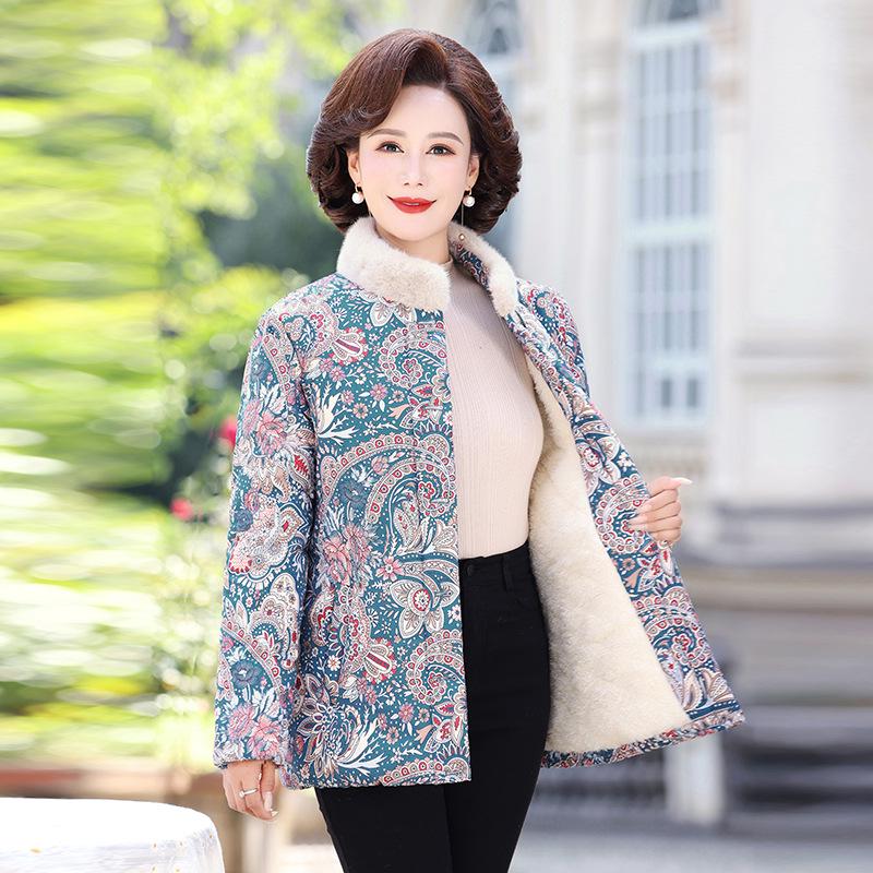 

Mom’s Winter Velvet Floral Quilted Jacket for Middle-aged Women - Cozy, Fashionable Outerwear 2XL (105-120 jin)