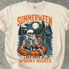 Summerween Comfort Colors Shirt, Lake Days Spooky Nights Tee, Halloween Camping T Shirt, Skeleton Lake Shirt