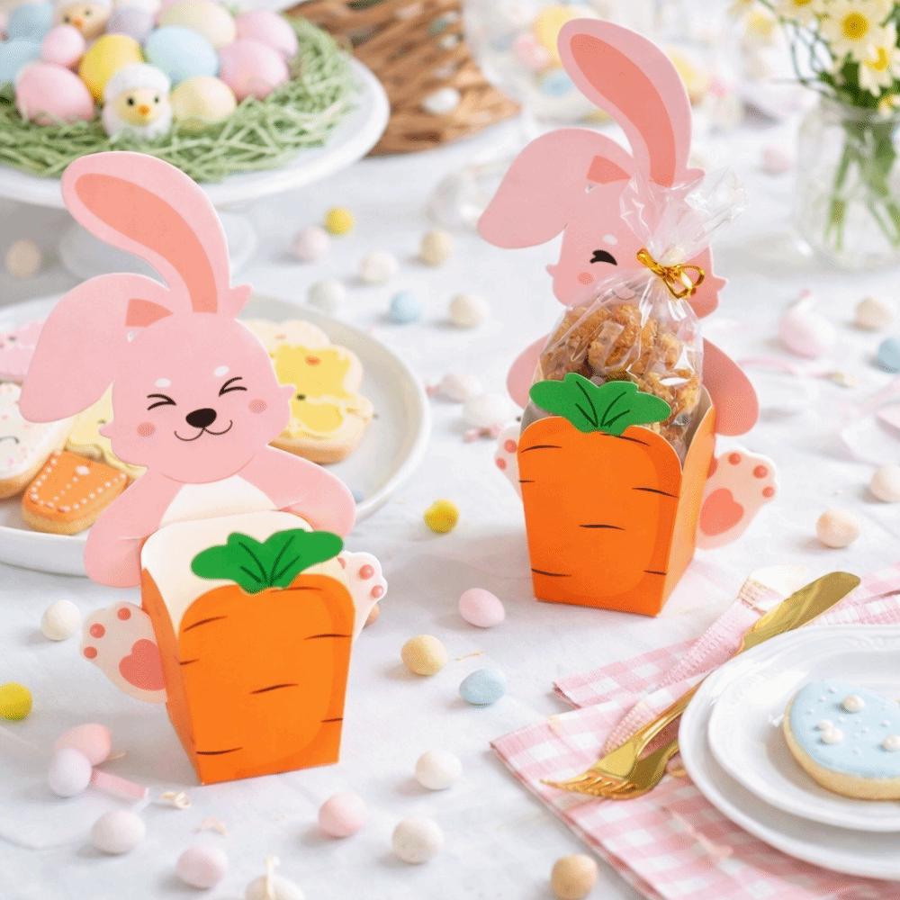 Paper Box Food Packaging Case Rabbit Hug Carrot Design Cookie Box Easter Candy Box  Gift Giving